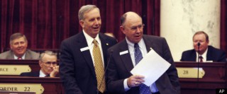 Sen. Chuck Winder of Idaho, at right, suggested women might falsely use rape as an excuse to obtain an abortion.